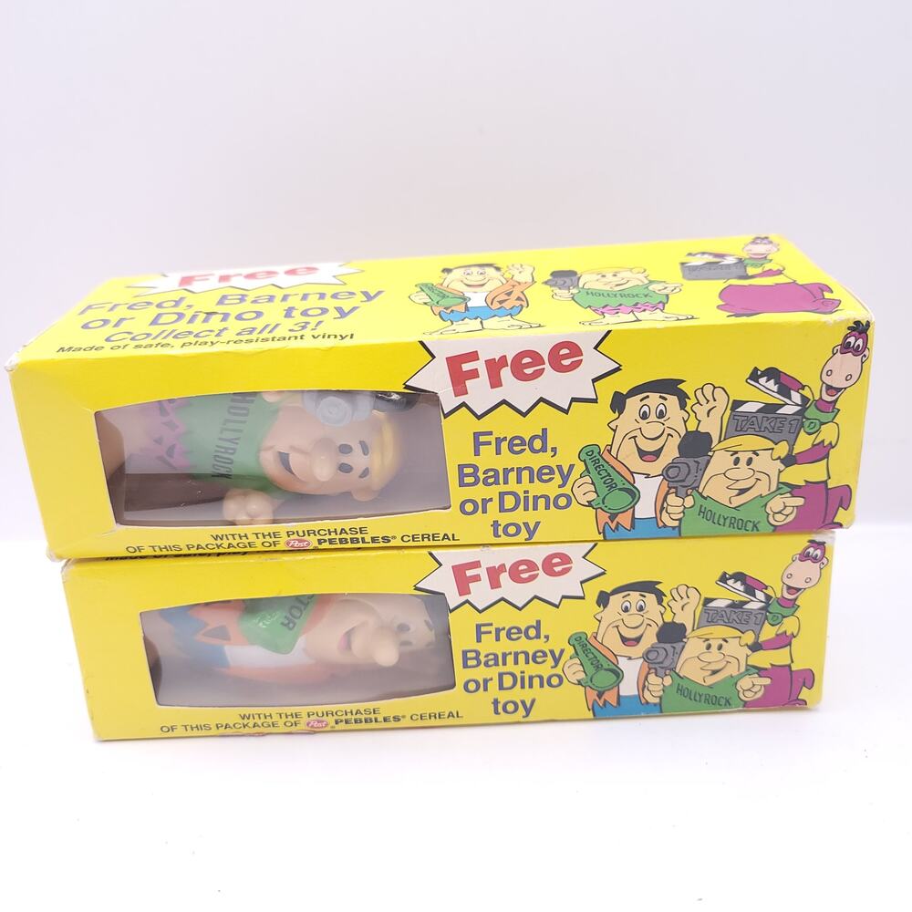 Vintage Flintstones Fruity Pebbles Fred and Barney Toys New In Box